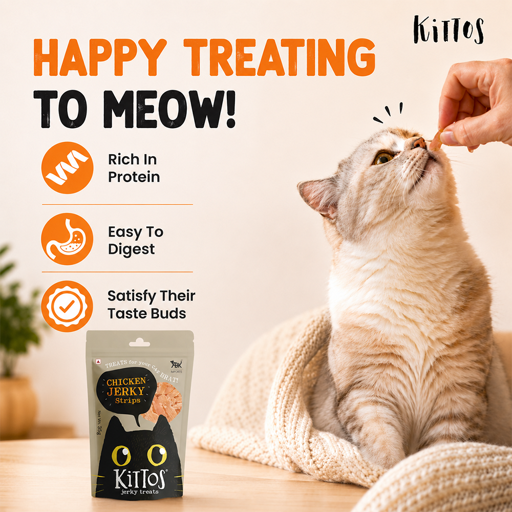 Kittos Purr-Fect Chicken Jerky Strips Cat Treats - 35 g