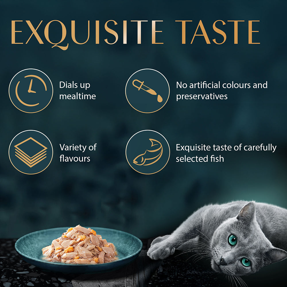 Sheba Rich Premium Adult (1+ Years) SkipJack & Salmon Flavour Wet Cat Food - 35 g Packs