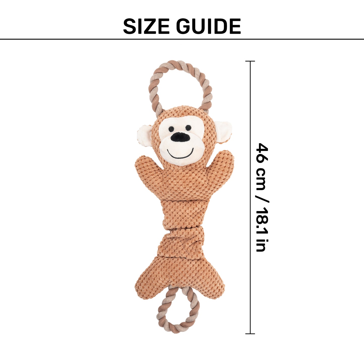 HUFT Tuggie Monkie Plush Toy For Dog - Brown