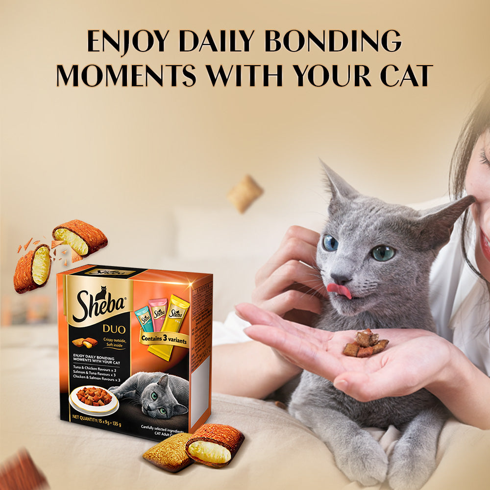 Sheba Duo Tuna & Chicken, Salmon & Tuna, Chicken & Salmon Cat Food - 135 g (Contains 3 Variants)