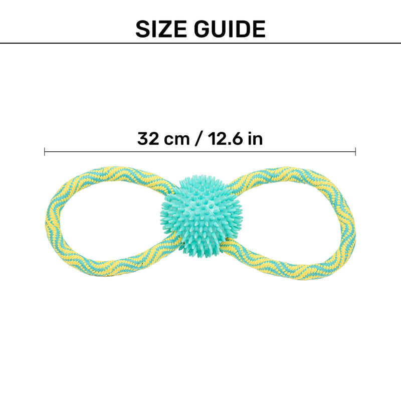 TLC Bite Loop Rope Toy For Dog - Yellow & Turquoise - Heads Up For Tails
