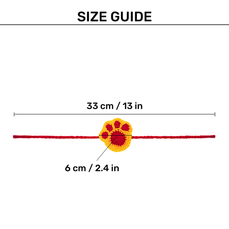 HUFT Furever Bandhan Crochet Rakhi For Cat & Dog - Red & Yellow - Heads Up For Tails