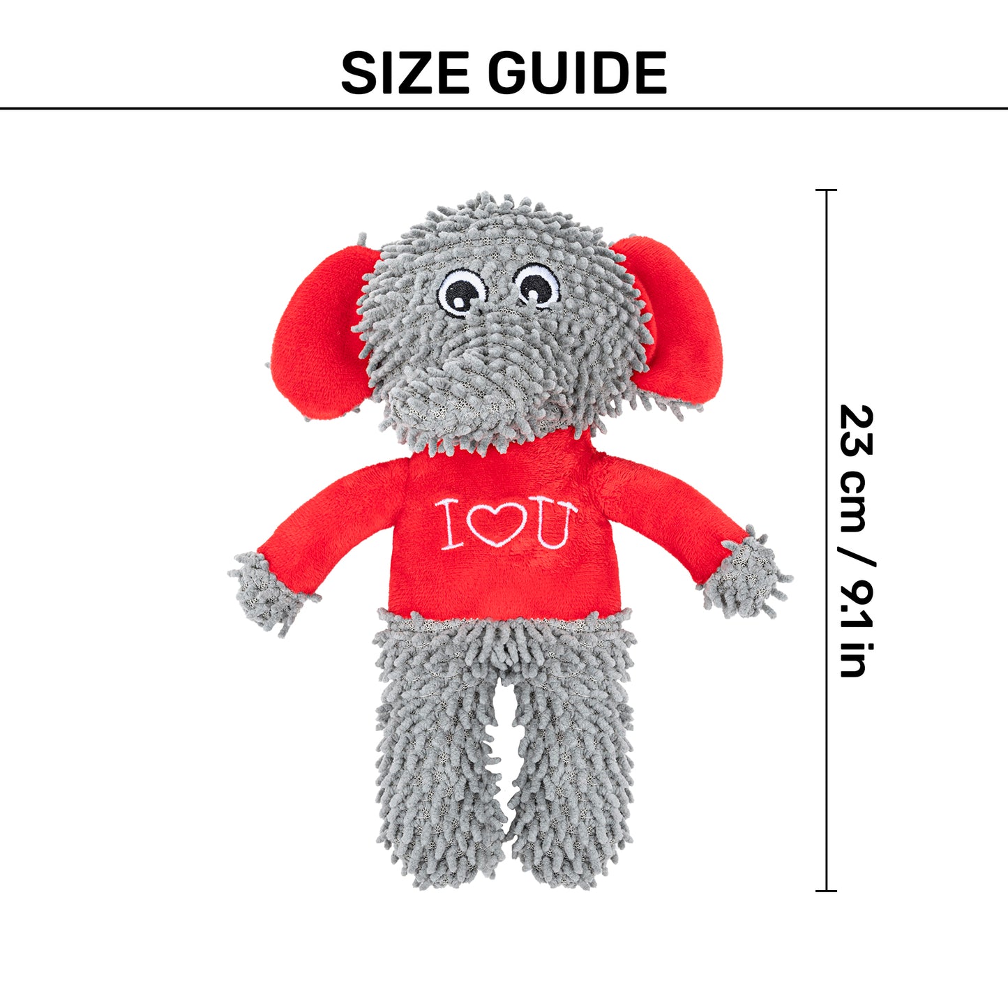 HUFT Lovey Dovey Squeaky Plush Toy For Dog - Grey & Red - Heads Up For Tails