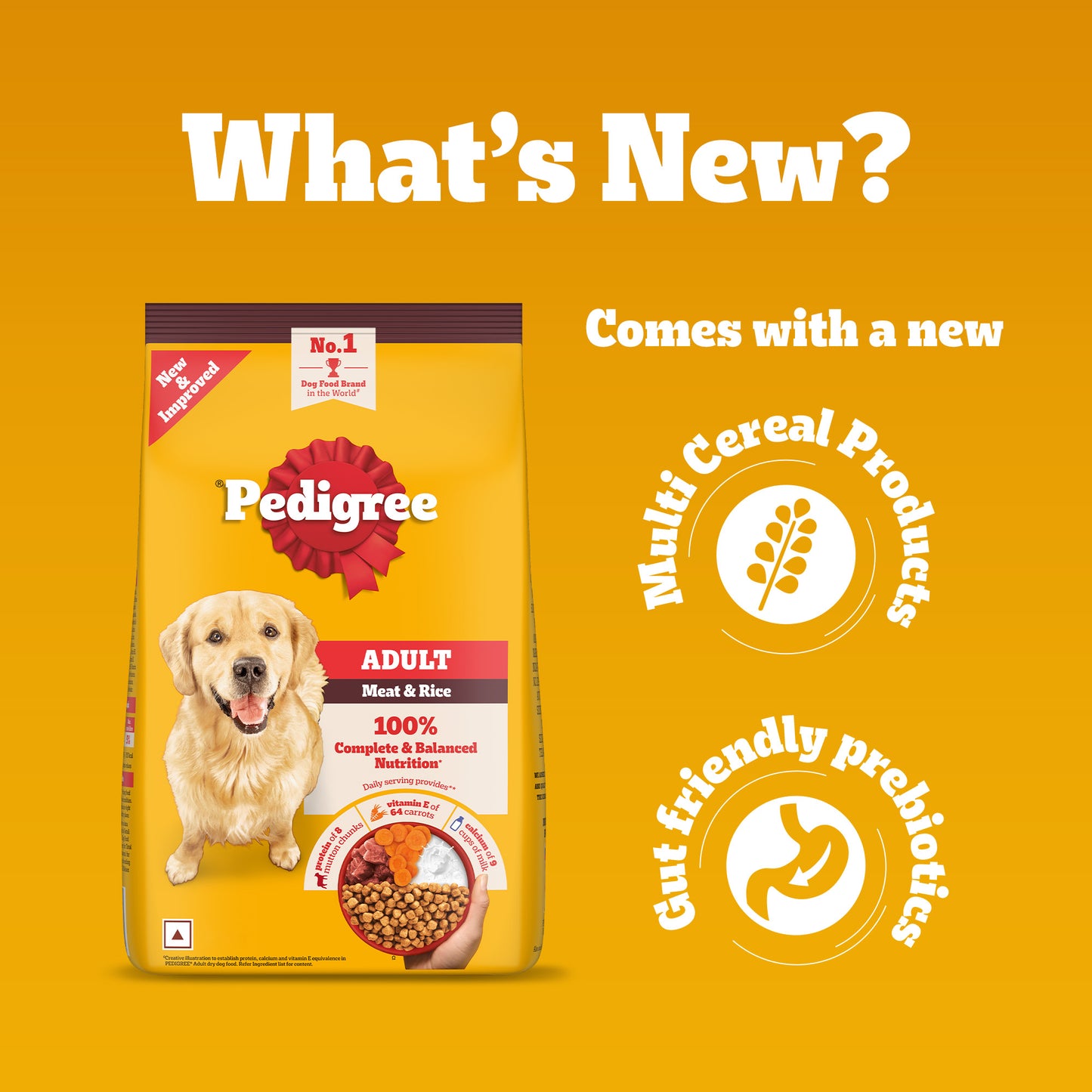 Pedigree Meat & Rice Adult Dry Dog Food - Heads Up For Tails