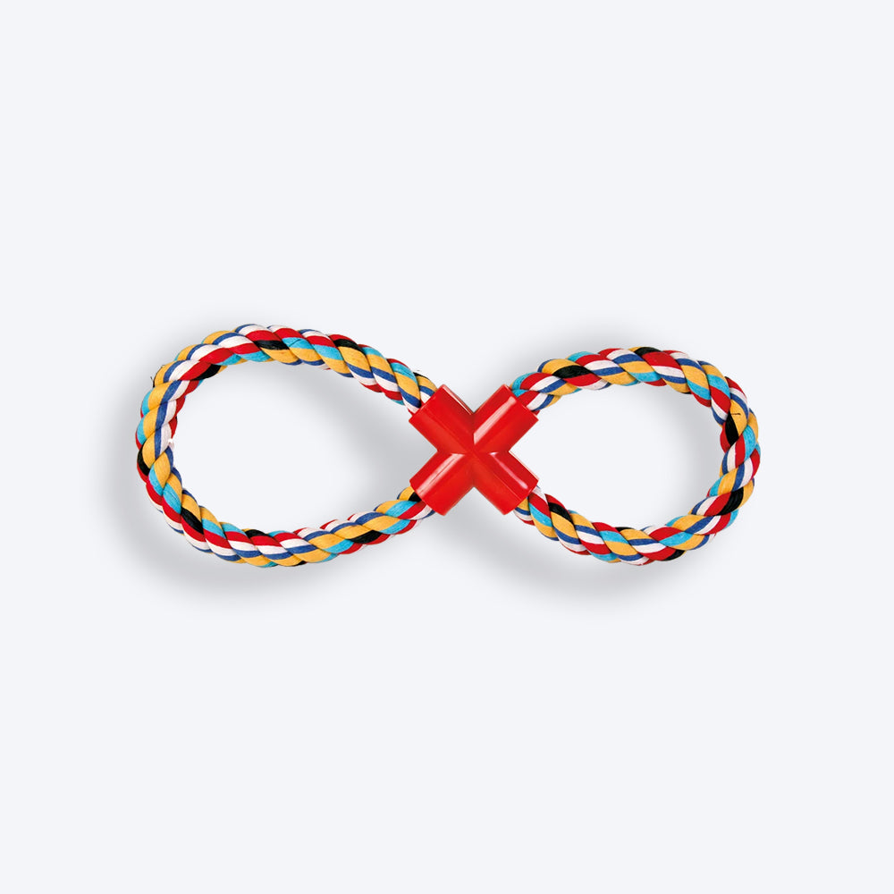 Trixie Tugger With Plastic Cross Rope Toy For Dogs - Assorted - 35 cm