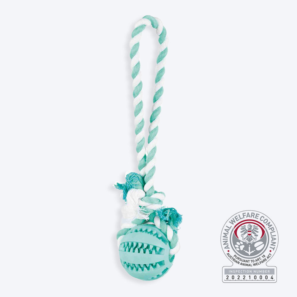 Trixie Dentafun Natural Rubber On A Rope Nat Rub Toy Mintfresh For Dogs - Green - 7 X 24 cm_02