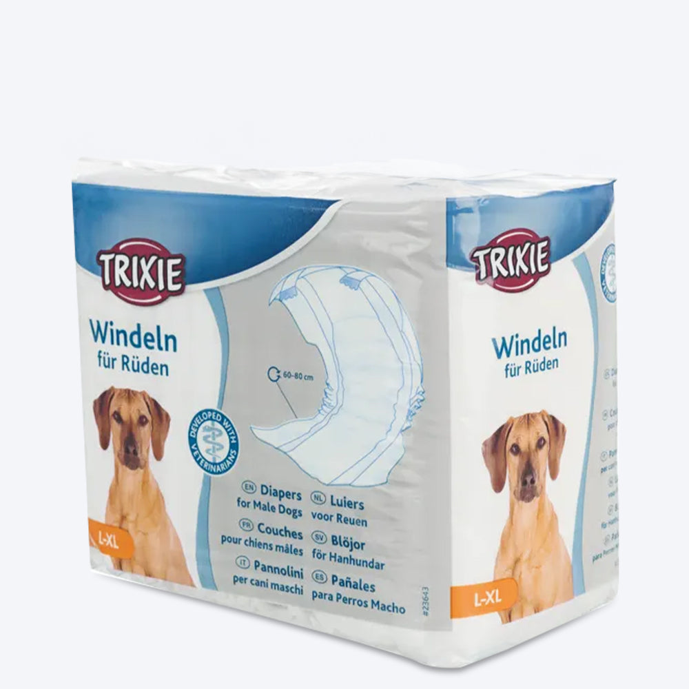 Trixie Disposable Diapers For Male Dog - 12 pcs ( L/XL ) - 60-80 cm - Heads Up For Tails