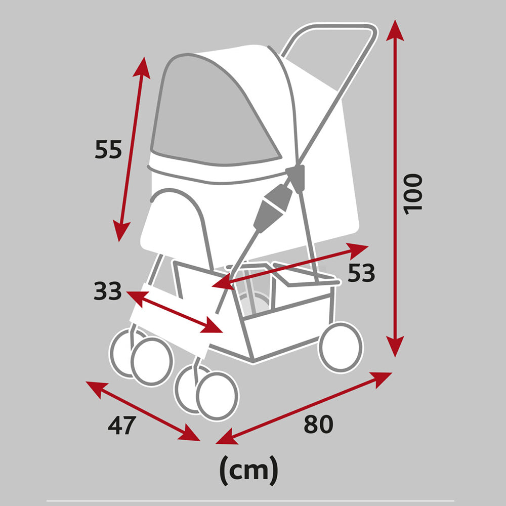 Trixie Grey Buggy For Dog - Hold Upto 15 kg (47 x 100 x 80 cm)