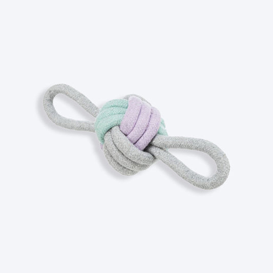 Trixie Junior Knotted Ball With Loops Rope Dog Toy - Grey - Heads Up For Tails