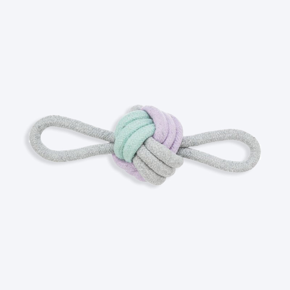Trixie Junior Knotted Ball With Loops Rope Dog Toy - Grey - Heads Up For Tails