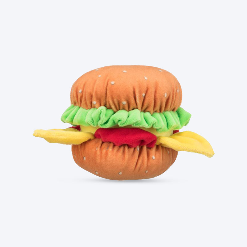 Trixie Burger With Sound Plush Dog Toy - Orange - 13 cm - Heads Up For Tails