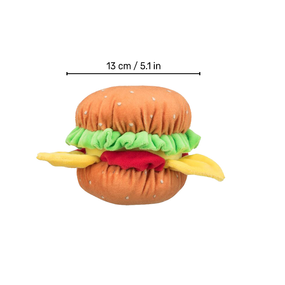 Trixie Burger With Sound Plush Dog Toy - Orange - 13 cm - Heads Up For Tails