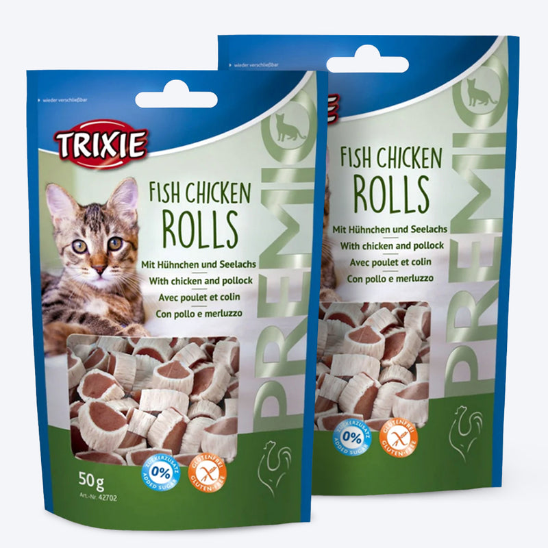 Trixie Premio Fish, Chicken Rolls Treat For Cat - 50 g - Heads Up For Tails