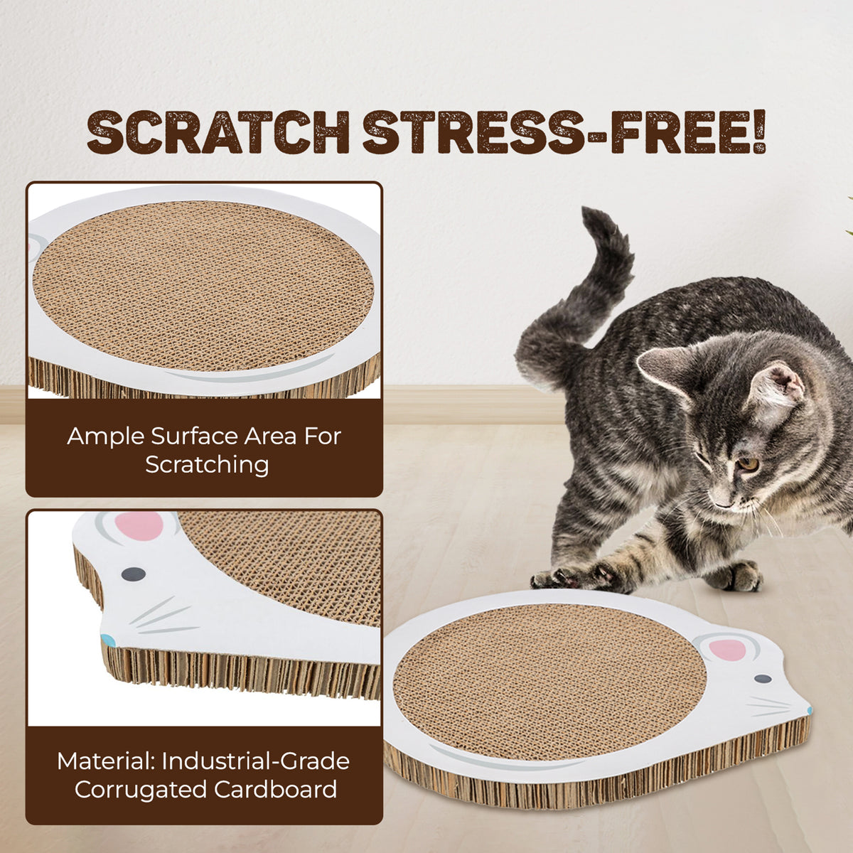 Trixie Mouse Junior Scratching Cardboard With Catnip Cat Scratcher - White - Heads Up For Tails