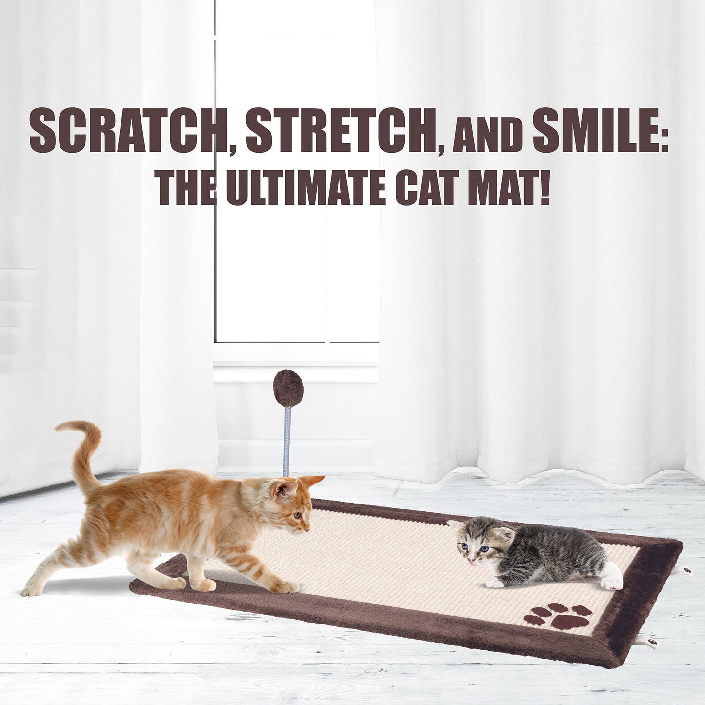 Trixie Scratching Cat Mat With Toy - Brown