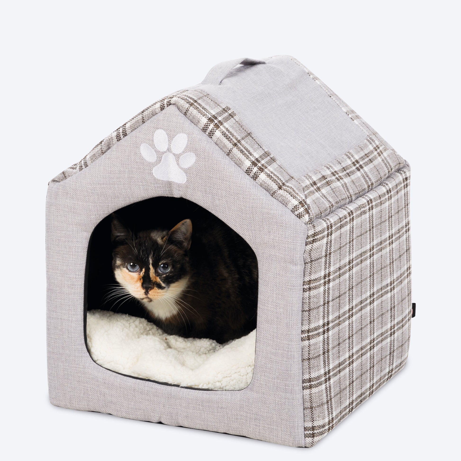 Trixie Silas Cuddly Cave Bed For Cat & Dogs - Grey/Cream (40 X 45 X 40 Cm) - Heads Up For Tails