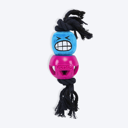 JOYSER Cageball With Plush Funhead Chew Toy For Dog - Blue & Pink