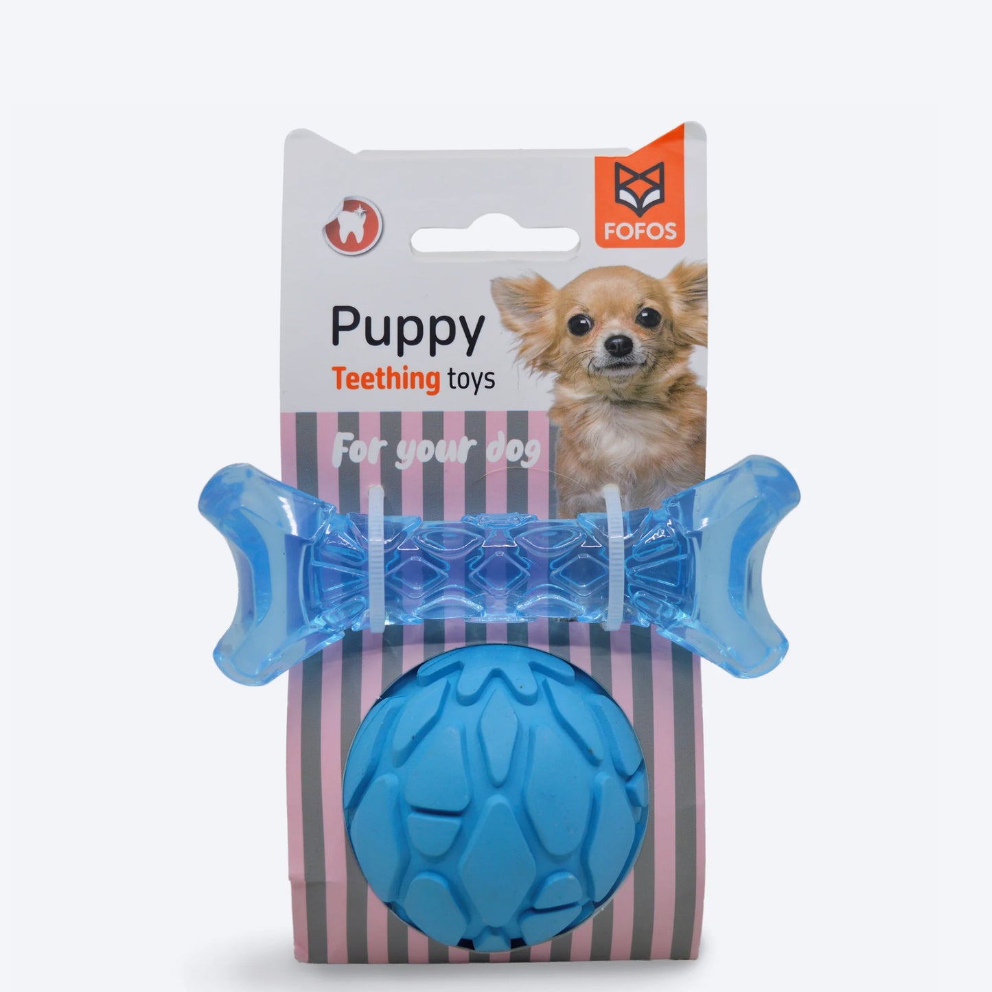 JOYSER Bone With Ball Chew Toy For Puppy - Blue - S - Heads Up For Tails