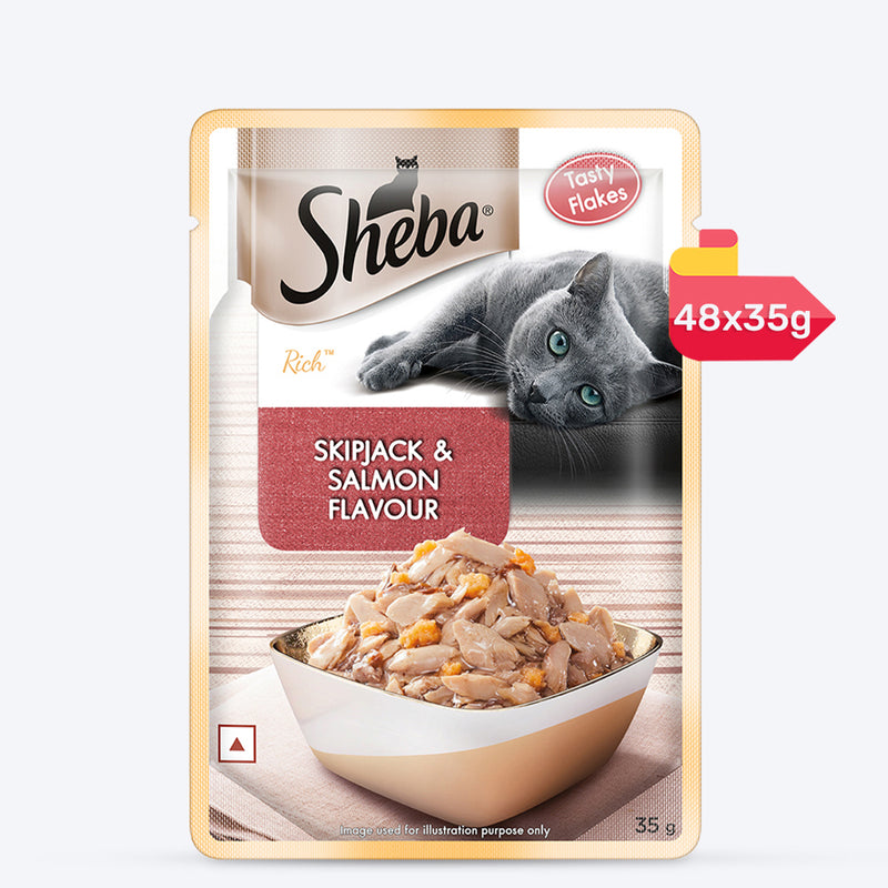 Sheba Skip Jack & Salmon Adult Wet Cat Food - 35 gm Packs - Heads Up For Tails