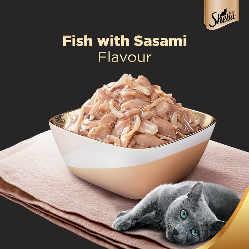 Sheba Premium Fish Sasami In Gravy Wet Cat Food - (12 x 35gm) - Heads Up For Tails