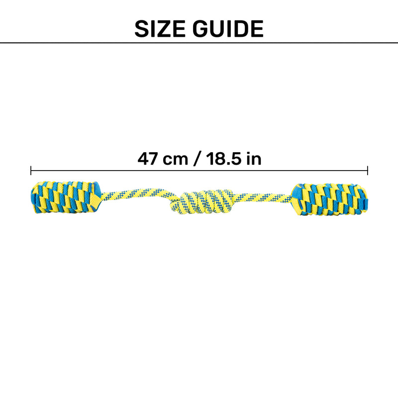 TLC Tug Loop Rope Toy For Dog - Blue & Yellow - Heads Up For Tails