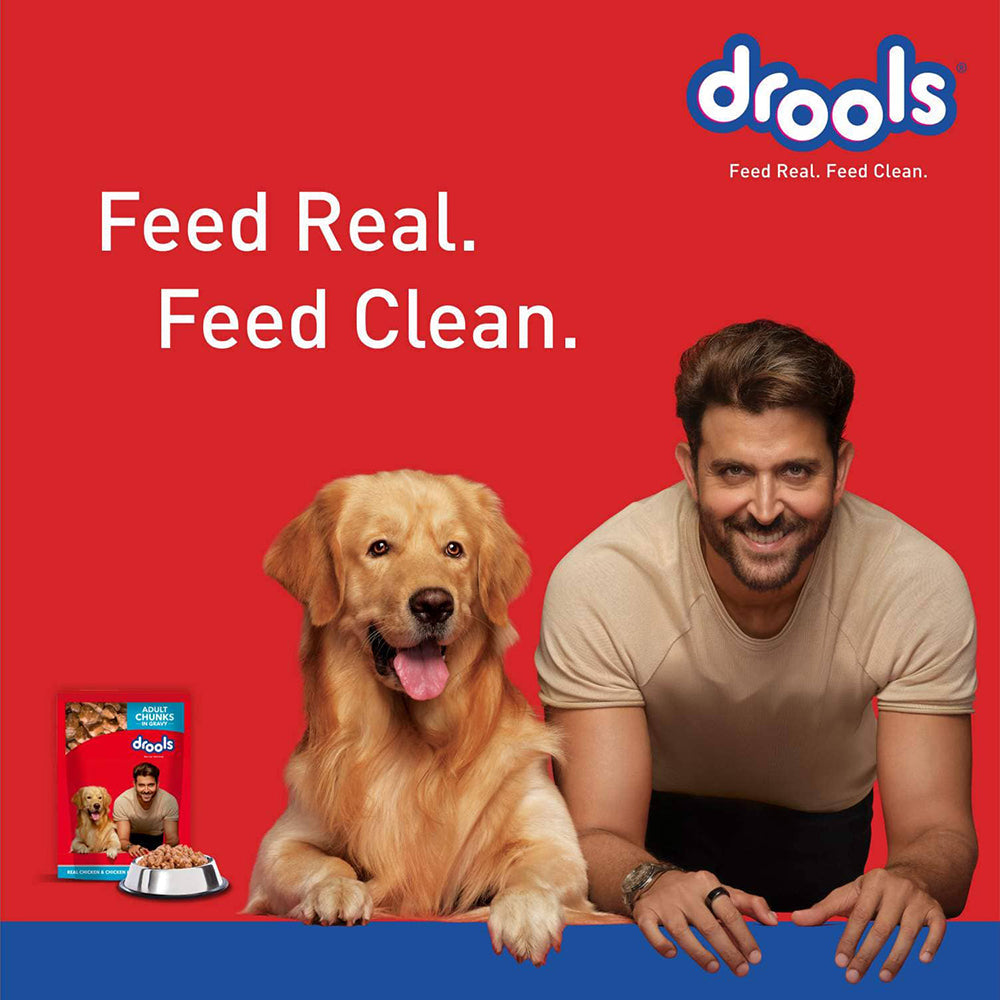 Drools Real Chicken and Chicken Liver Chunks in Gravy Puppy Wet Dog Food - 150g packs - Heads Up For Tails