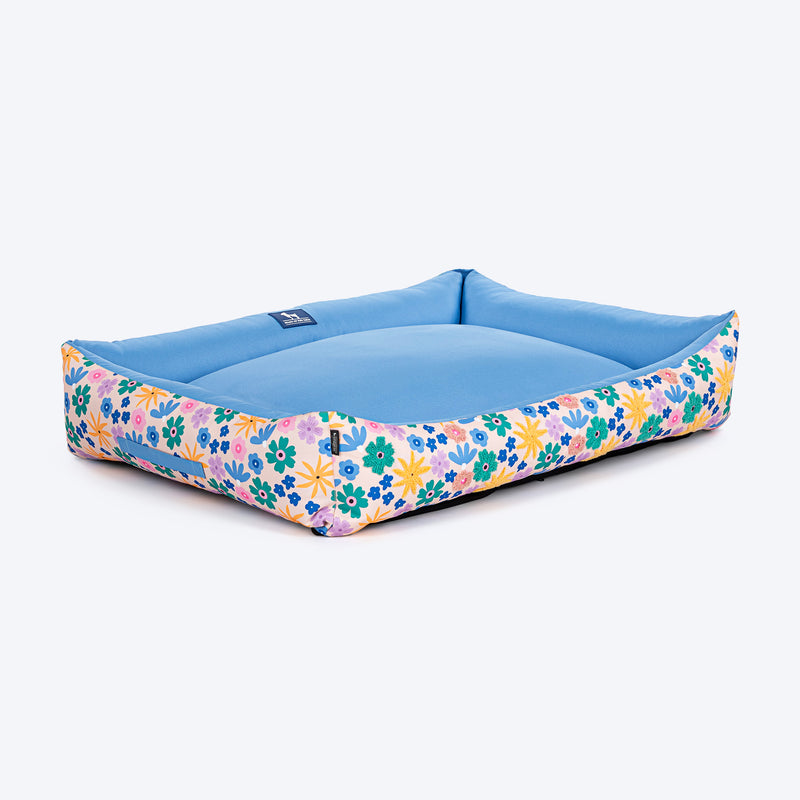 HUFT Bloomscape Lounger Bed For Dog - Blue - Heads Up For Tails