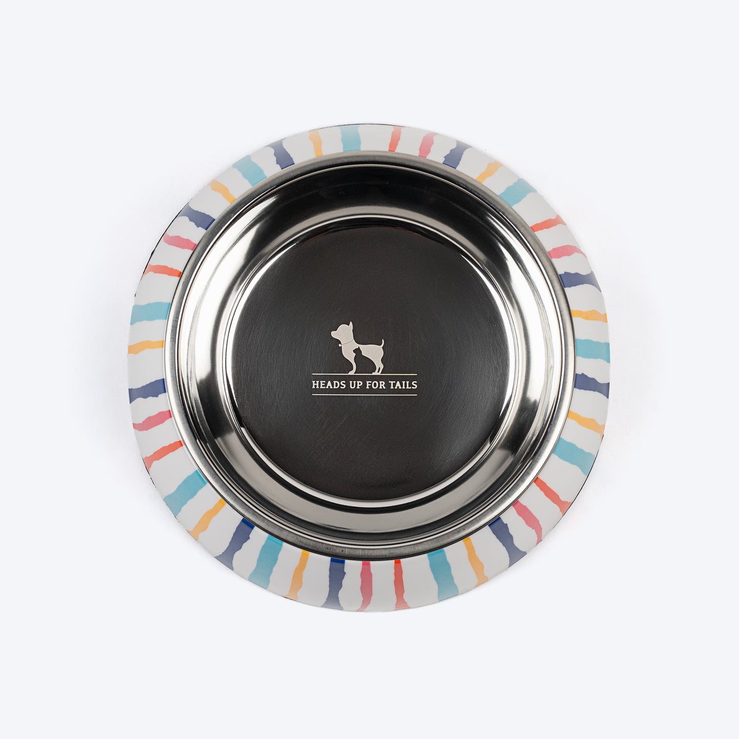 HUFT Splash And Stripes Printed Melamine Bowl With Steel Insert For Dog - Multicolor