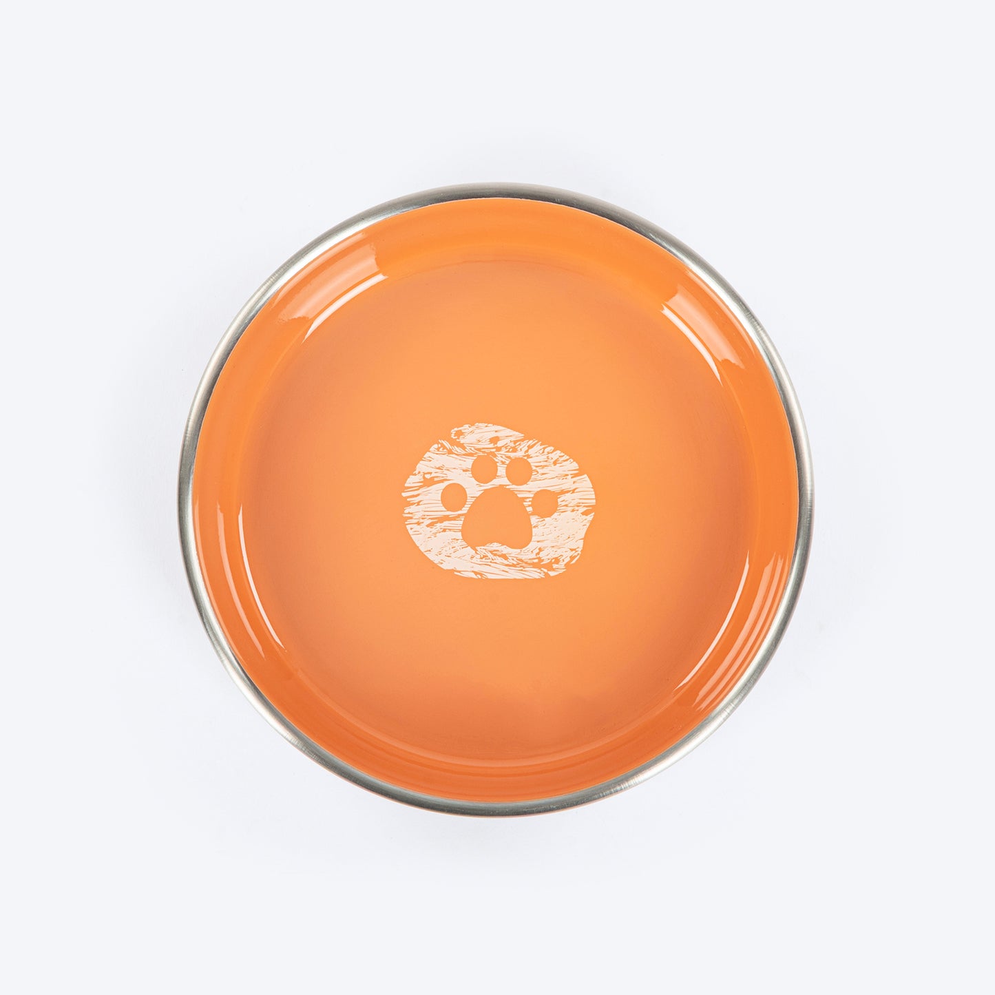 HUFT Furry Paws Printed Steel Bowl For Cat - Peach