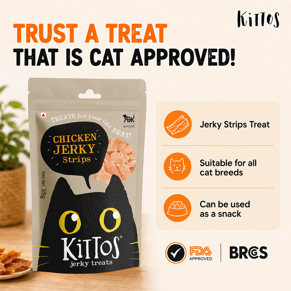Kittos Purr-Fect Chicken Jerky Strips Cat Treats - 35 g