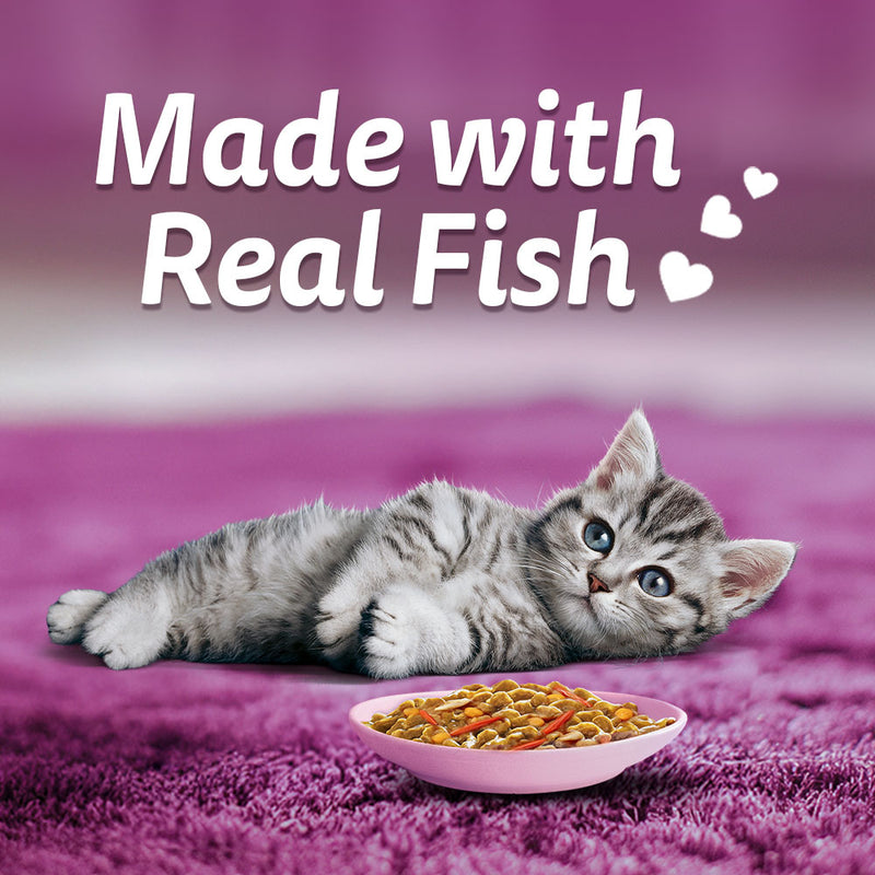 Whiskas Tasty Mix Seafood Cocktail With Carrot In Gravy Wet Food For Junior (2-12 Months) Kitten- 70 gm Pack - Heads Up For Tails