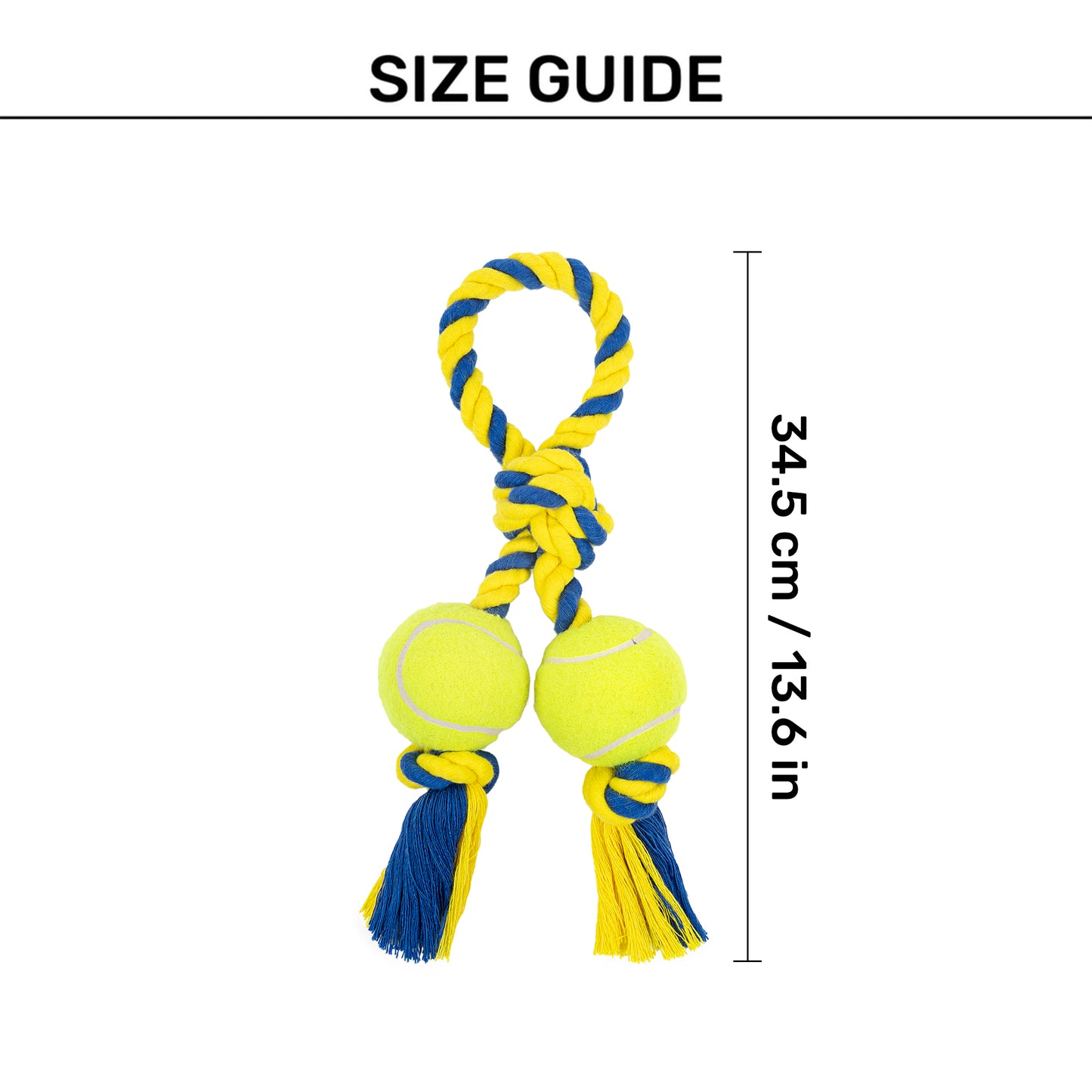 TLC Tuggo Ball Rope Toy For Dog - Yellow & Blue