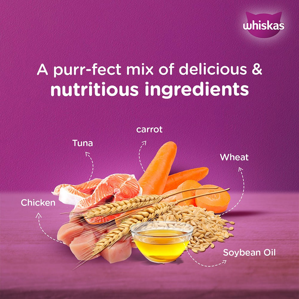 Whiskas Tasty Mix Seafood Cocktail With Carrot In Gravy Wet Food For Junior (2-12 Months) Kitten- 70 gm Pack - Heads Up For Tails