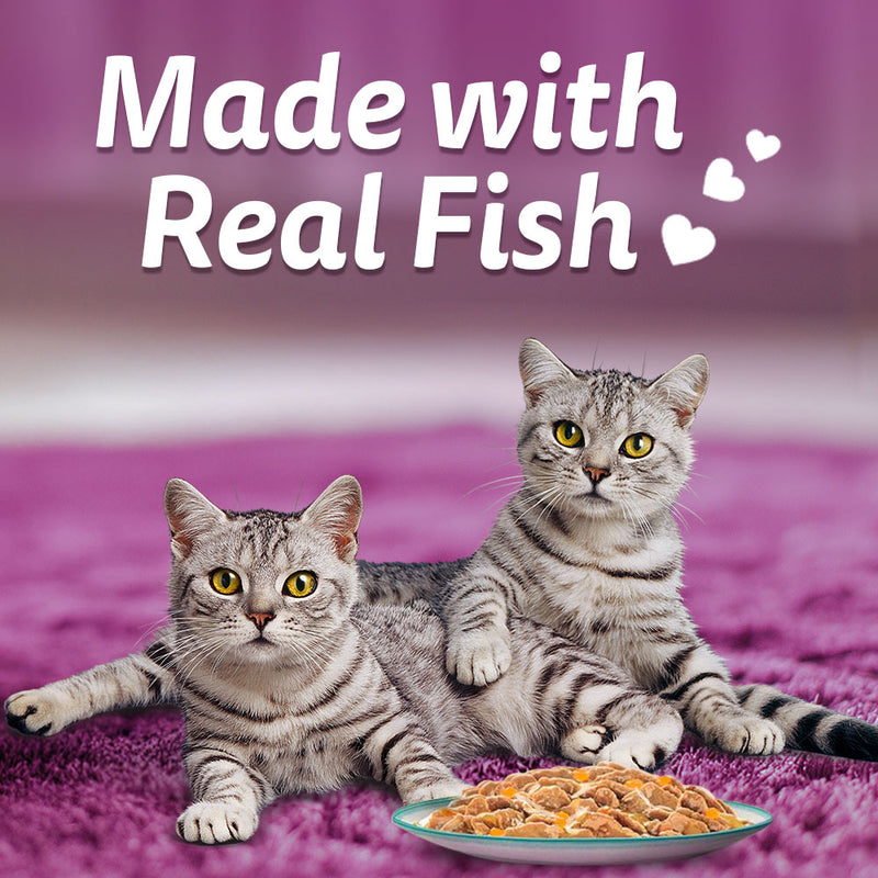 Whiskas Tasty Mix Adult (1+ year) Chicken With Tuna & Carrot in Gravy Wet Cat Food - 70 gm Pack - Heads Up For Tails