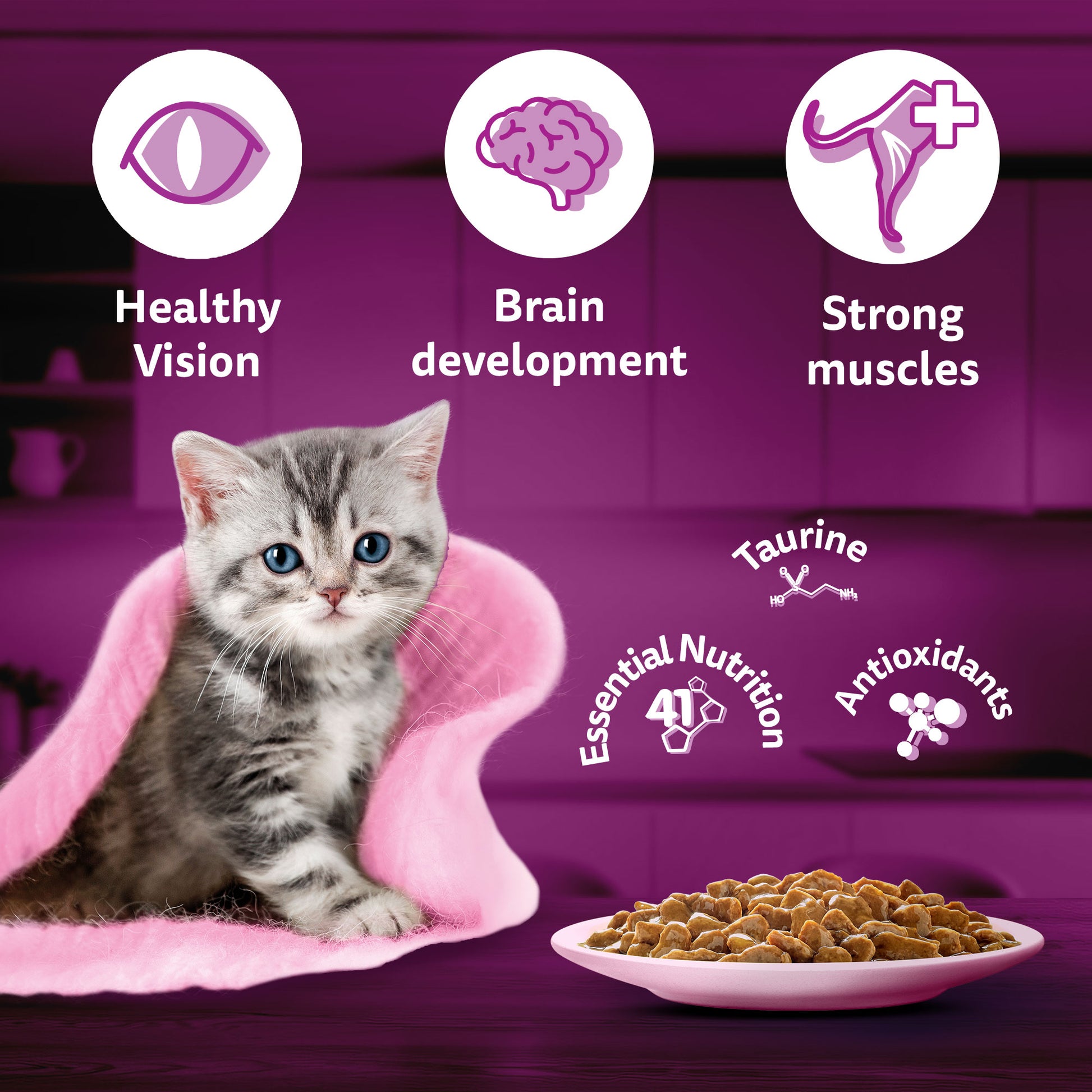 Whiskas Tuna in Jelly (2-12 Months) Wet Food For Kitten - 80 gm Pack - Heads Up For Tails