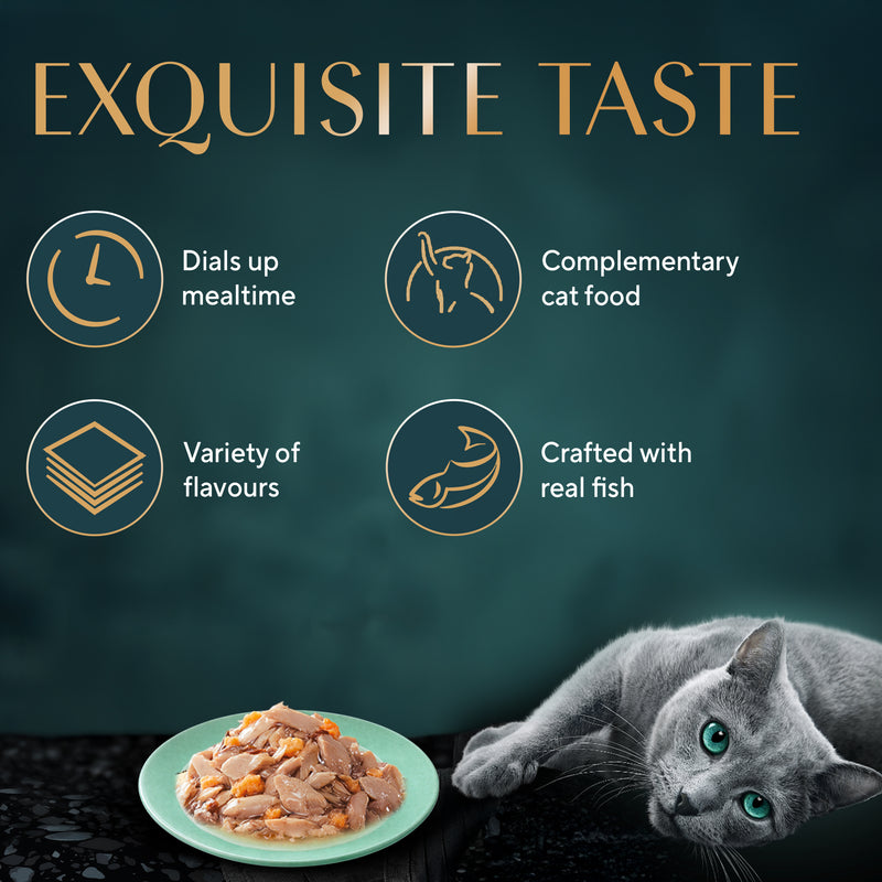 Sheba Rich Premium Adult (1+ Years) SkipJack & Salmon Flavour Wet Cat Food - 35 g Packs