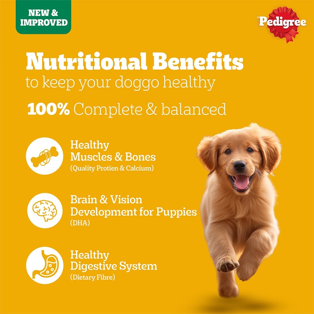 Pedigree Vegetarian Dry Food For Adult Dogs Puppy Heads Up For Tails