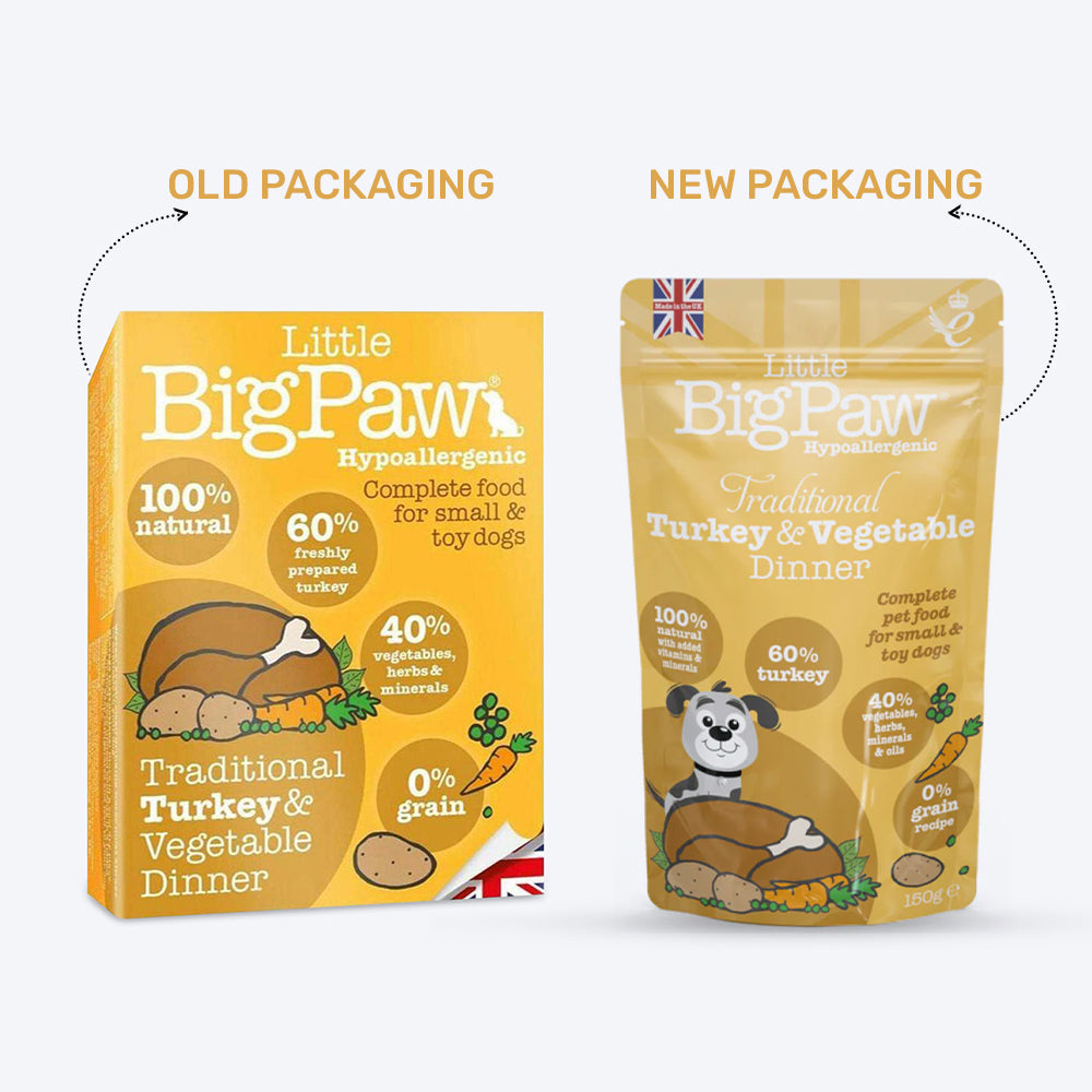 Little BigPaw Traditional Turkey & Vegetable Dinner Mini Breed Wet Dog Food - 150 g - Heads Up For Tails