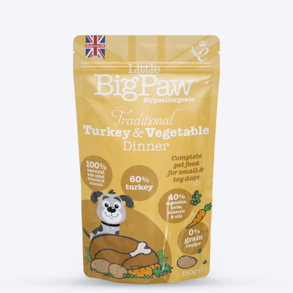 Little BigPaw Traditional Turkey & Vegetable Dinner Mini Breed Wet Dog Food - 150 g - Heads Up For Tails