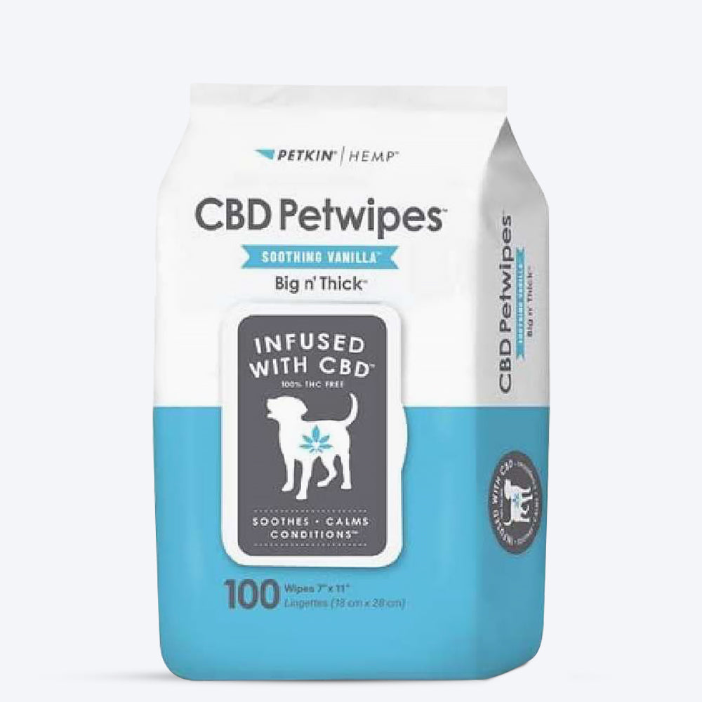 Petkin Big n' Thick CBD Pet Wipes For Dogs & Cats - 100 Pieces - 01
