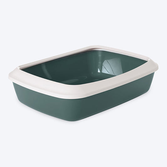 Savic IRIZ Cat Litter Tray with Rim - Nordic Green - 17 x 12 x 5 inches - Heads Up For Tails