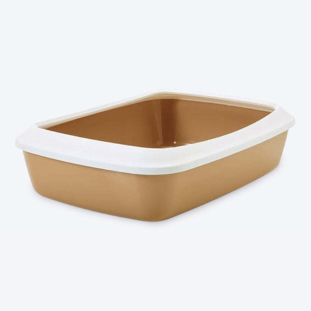 Savic IRIZ Cat Litter Tray with Rim - Nordic Brown- 17 x 12 x 5 inch - Heads Up For Tails