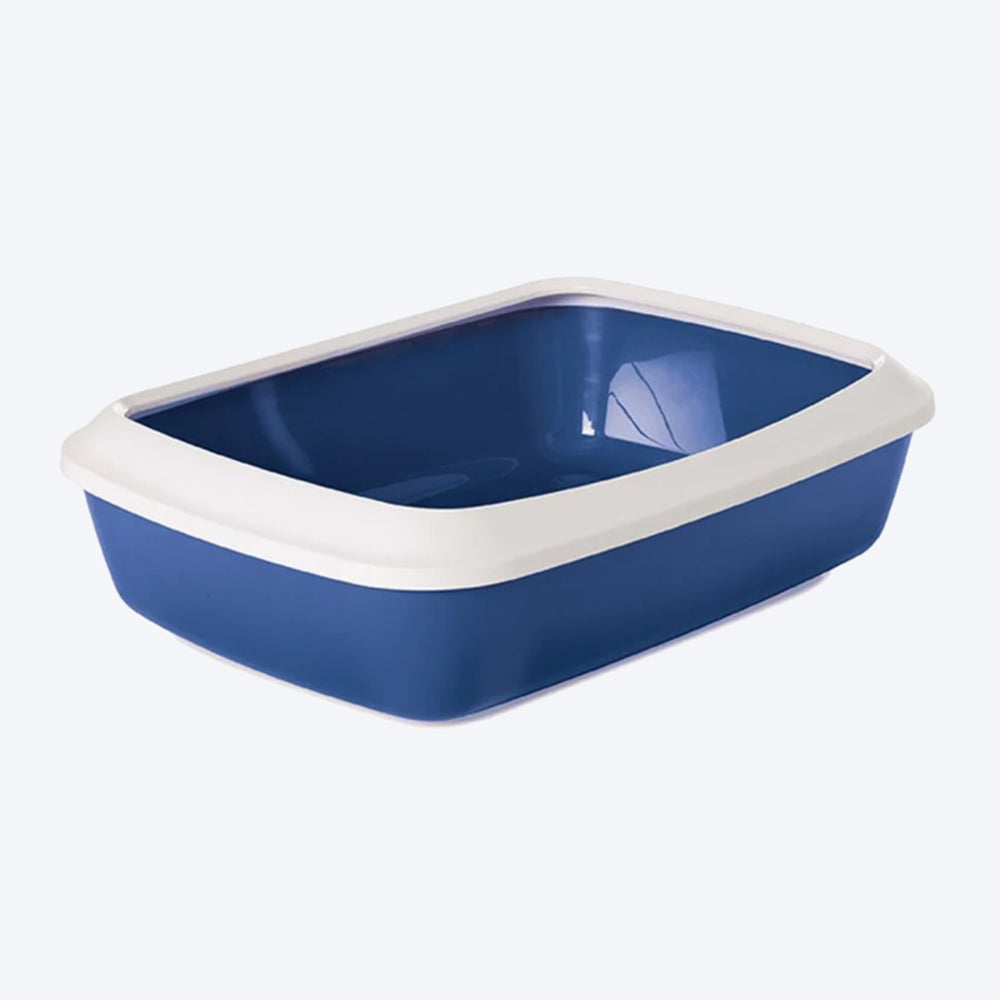 Savic IRIZ Cat Litter Tray with Rim - Nordic Blue - 17 x 12 x 5 inches - Heads Up For Tails