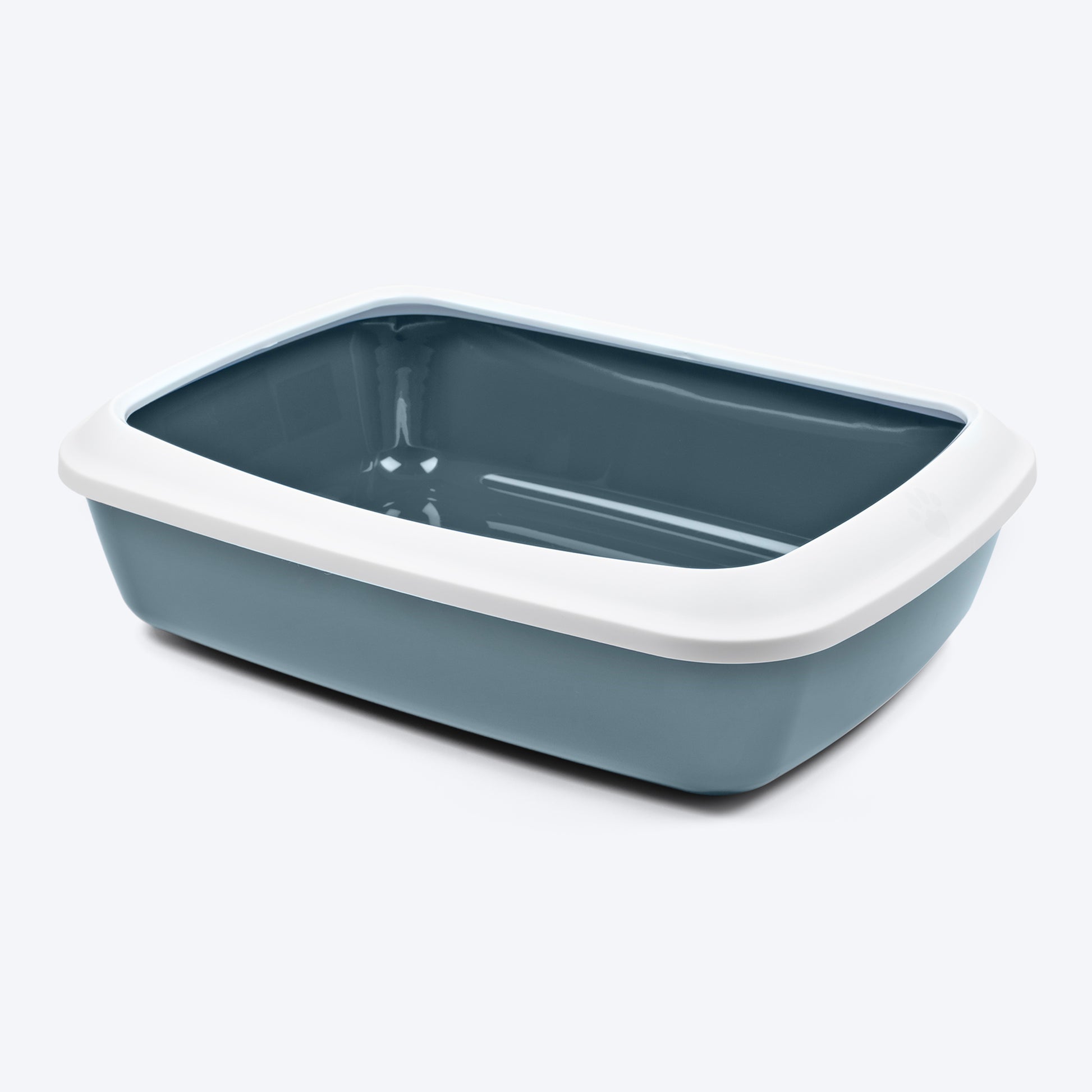 Savic IRIZ Cat Litter Tray with Rim - White Bluestone - 20 x 14 x 5 inches - Heads Up For Tails
