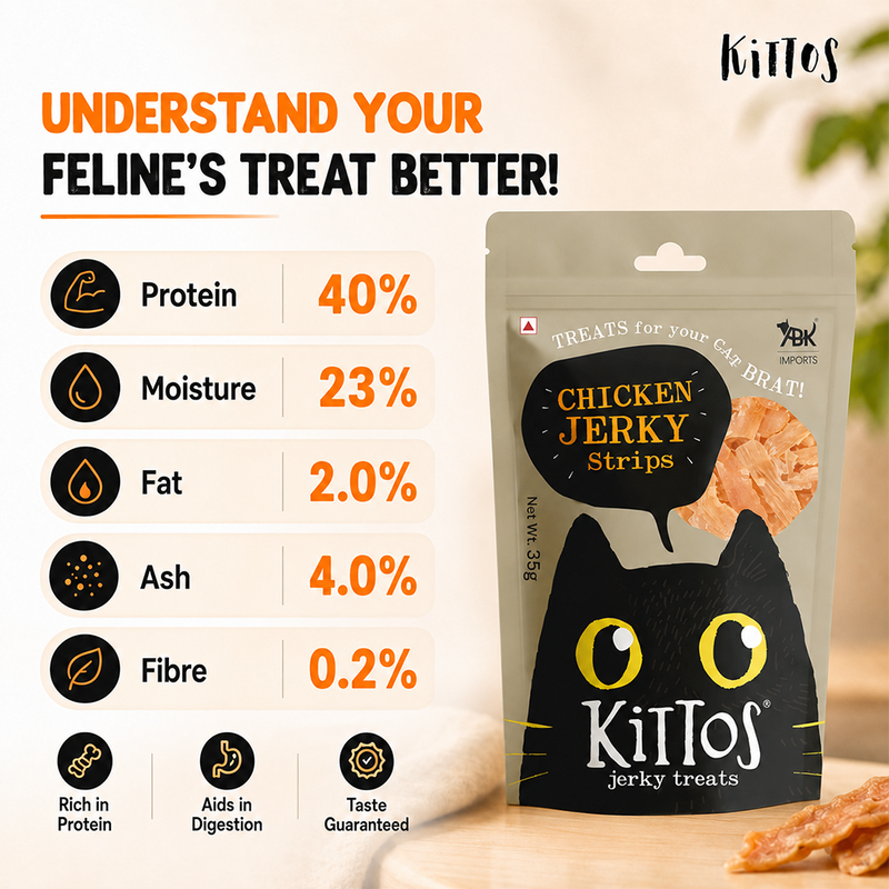 Kittos Purr-Fect Chicken Jerky Strips Cat Treats - 35 g