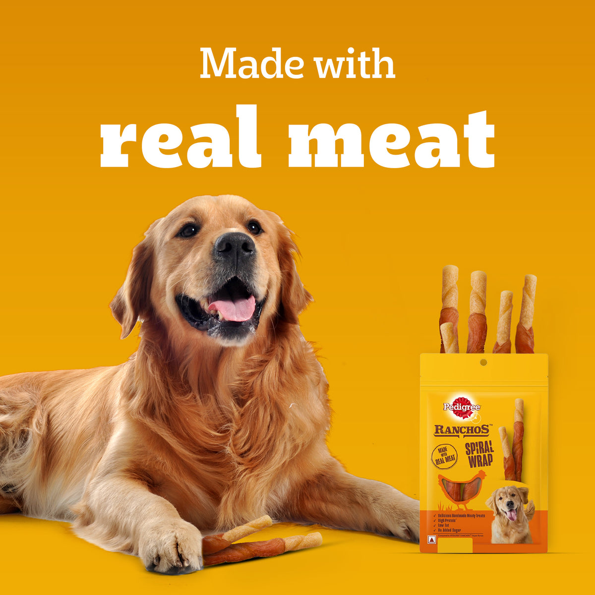 Pedigree Ranchos Spiral Wrap (1+ Years) Chicken And Smoky Lamb Flavour Dog Treat - 60 gm - Heads Up For Tails