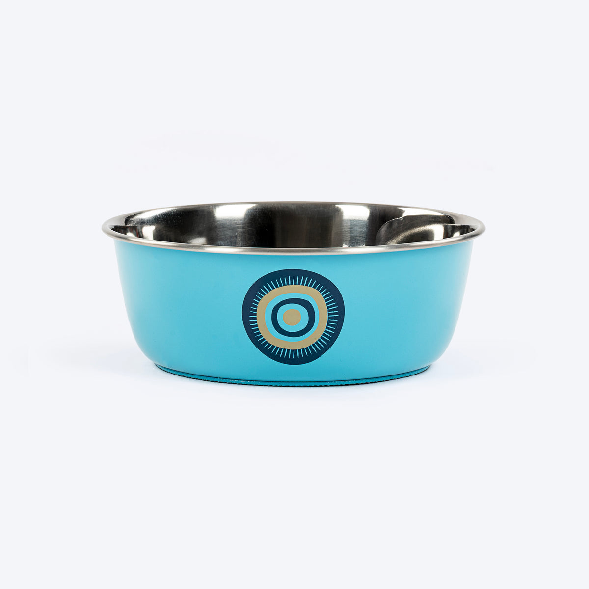 HUFT Evil Eye Printed Steel Bowl For Dog - Blue - Heads Up For Tails