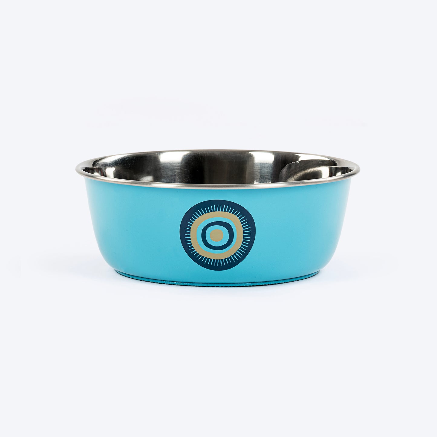 HUFT Evil Eye Printed Steel Bowl For Dog - Blue