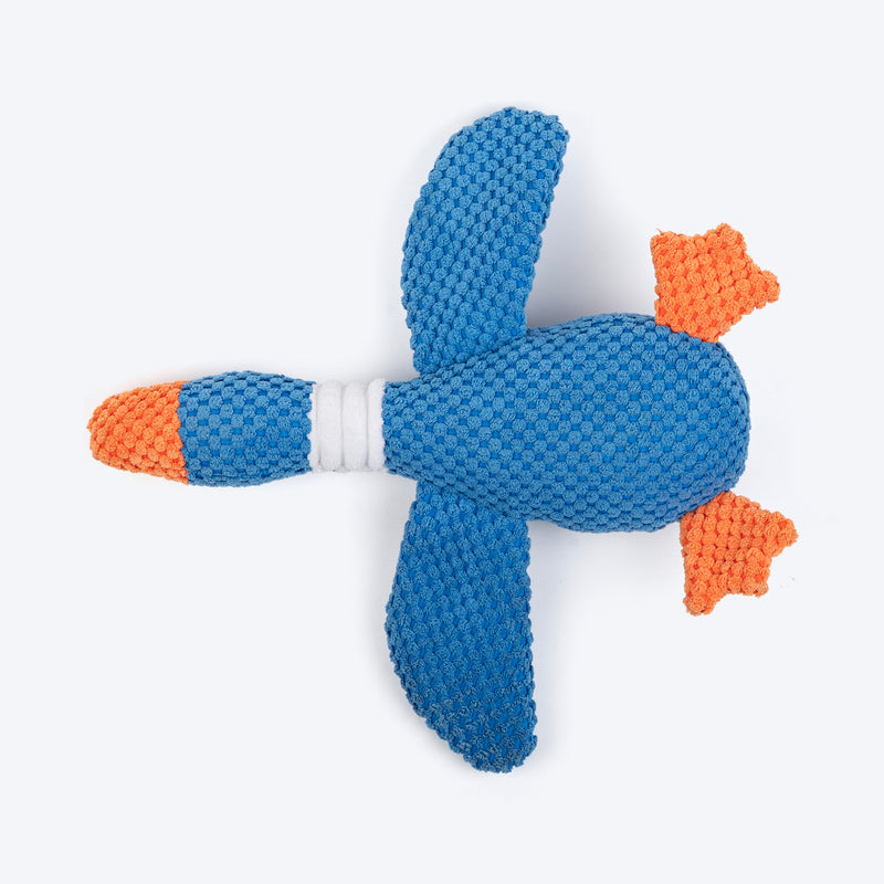 HUFT Duck-n-Squeak Plush Toy For Dog - Blue - Heads Up For Tails