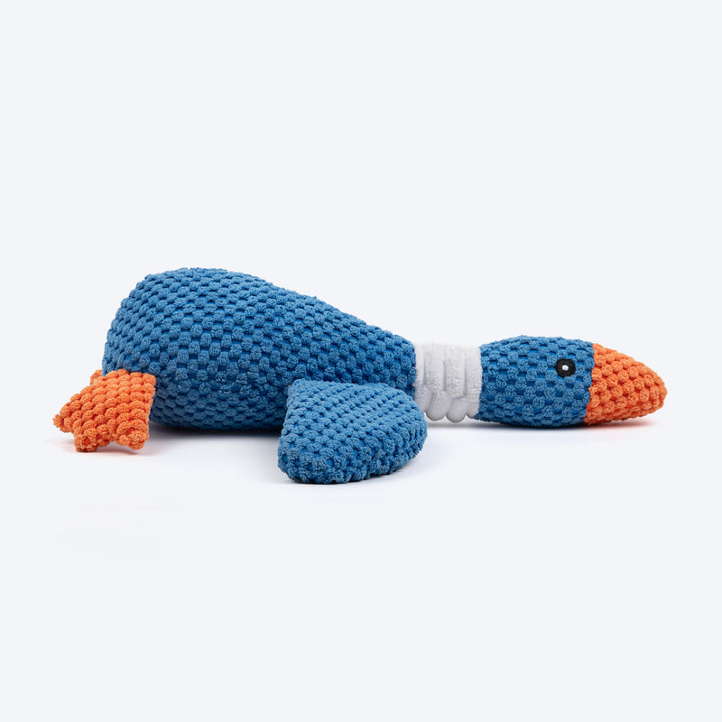 HUFT Duck-n-Squeak Plush Toy For Dog - Blue - Heads Up For Tails